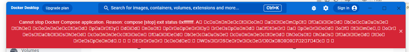 Cannot stop Docker compose application 1