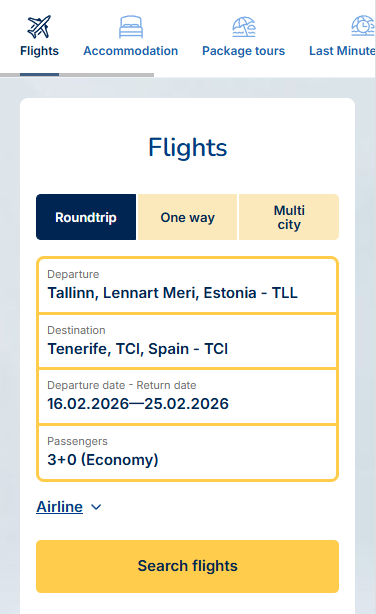 Flights search